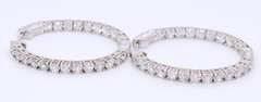 925 Sterling Silver oval CZ Hoop Earrings