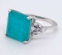 Princess Cut Green Cubic Zirconia Sterling Silver Ring
