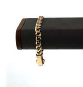Lithe 14k Gold Handmade Italian Curb Chain Bracelet studded with Cubic Zirconias