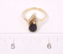 Wonderful Onyx and Diamond Ring in 14K Yellow Gold