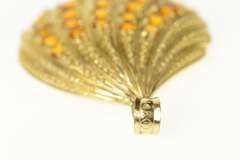 14K Yellow Gold Ornate Citrine Sea Clam Shell Ocean Motif Pendant
