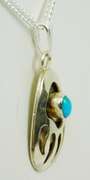 Signed Navajo Sterling Turquoise Bear Claw Necklace
