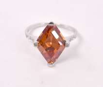 Orange Gemstone Ring in Sterling Silver