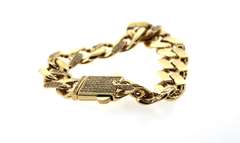 Elegant Handmade 14k Gold Italian Curb Chain Bracelet studded with Cubic Zirconias