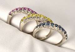 3 Colors of Sapphires Stacking Bands