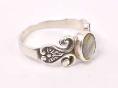 Dainty Mother of Pearl Ring in Sterling Silver