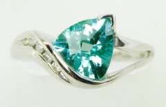Stellar 14K Teal Aquamarine & Diamonds Ring, 9