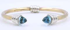Lovely Blue Topaz Cuff Bracelet in 14kt and Silver