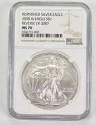 MS70 2008-W Burnished American Silver Eagle - REV of 2007 - Graded NGC