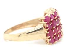 Vintage Yellow Gold Ruby 4 Row Ring