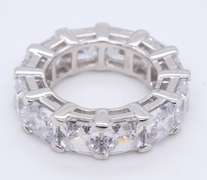 Sterling Silver Princess Cut Cubic Zirconia Band