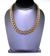 Thick Oriental Theme Set 14k Gold Handmade Necklace and Bracelet