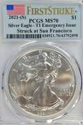 Flawless 2021(S) Emergency Issue $1 Eagle. PCGS MS70 FS