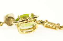 14K Yellow Gold Peridot Dangle CZ Baguette Accent Statement Earrings