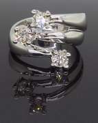 Three Diamond Bypass Ring
