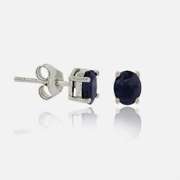 Sterling Silver .925 Genuine Sapphire Stone Oval Prong Small 6x4 Stud Earrings