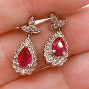 14kt Gold, Ruby, & Diamond Earrings