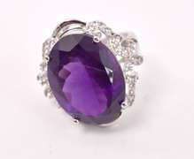 Large Amethyst Ring in Sterling Silver