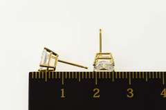 14K Yellow Gold Emerald Cut Solitaire Classic CZ Stud Earrings
