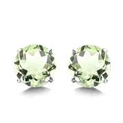 4/5 CT GREEN AMETHYST 925 STERLING SILVER EARRINGS STUD