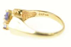 10K Yellow Gold Trillion Tanzanite Two Stone Statement Ring