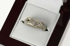 14K White Gold Art Deco Filigree Engagement Setting Band Ring