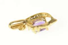 10K Yellow Gold Oval Amethyst Diamond Accent Classic Pendant
