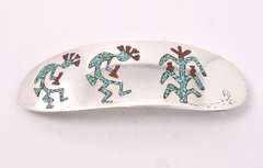 Coral and Turquoise Hair Pin in Sterling Silver