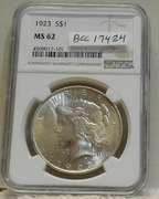 1923 Peace Dol NGC MS-62 toned