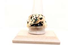 Stunning Handmade Italian 14k Gold Slouching Panther Ring with Cubic Zirconias and Onyx