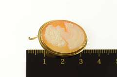 14K Yellow Gold Lady Carved Shell Cameo Statement Pendant/Pin