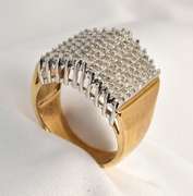 Wide Diamond Pyramid Ring