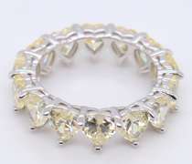 Heart Shaped Yellow Cubic Zirconia Sterling Silver Band