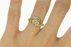 14K Yellow Gold 0.55 Ctw Marquise Diamond Bypass Engagement Ring