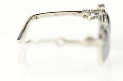 18K White Gold Hematite Diamond Round Sun Glasses Pendant