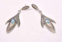 Blue Gemstone Earrings in Sterling Silver