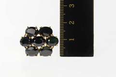 10K Yellow Gold Oval Natural Deep Navy Blue Sapphire Cluster Ring