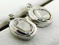 Glistening 10K Mine Cut Champagne Diamond Earrings