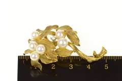 18K Yellow Gold Retro Ornate Pearl Diamond Tree of Life Pin/Brooch
