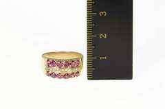 14K Yellow Gold Ornate Ruby Diamond Filigree Band Ring