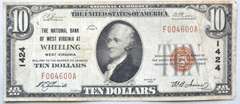 $ 10 1929 Wheeling West VA National Series Note
