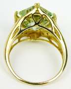 10K Large Green Amethyst & Pave Diamonds Ring, 8