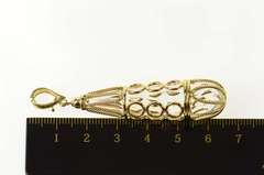 14K Yellow Gold Ornate Geometric Filigree CZ Drop Statement Pendant