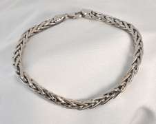 Practical 14k WG Wheat Link Bracelet