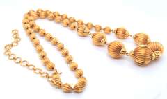 Bright 22KT Fluted Bead Necklace