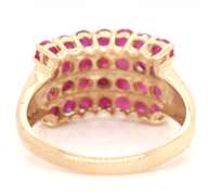 Vintage Yellow Gold Ruby 4 Row Ring
