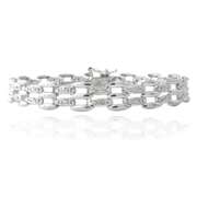 Silver Tone Diamond Accent Bar Link Bracelet