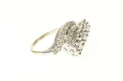 14K White Gold 0.66 Ctw Retro Diamond Bypass Engagement Ring