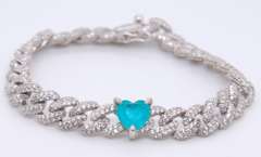 Heart Shaped Cubic Zirconia Streling Silver Bracelet