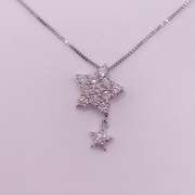 14kt Solid White Gold & Diamond Necklace